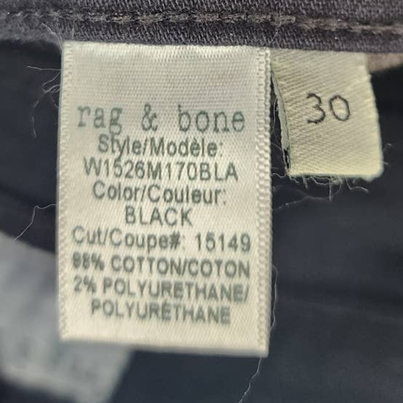 Rag & Bone Capri Cropped Mid Rise Ankle Jeans in Black Size 30 - Picture 10 of 10
